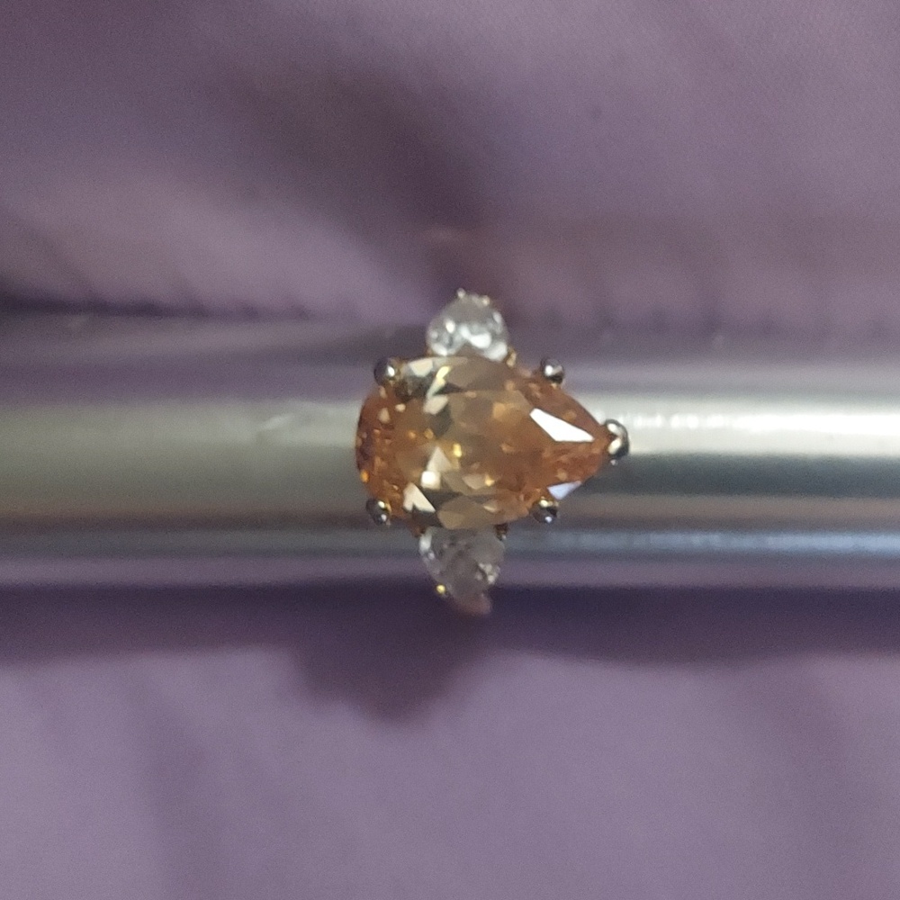 Palm Beach Citrine Pear Shape CZ Statement Ring Sz 8
